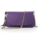 Luxury Fake Gucci Soho Original Leather Shoulder Bag 336752 Purple VS04365