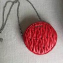 Luxury Fake Miu Miu Matelasse Nappa Leather Round Little Bag Red 5BH031 VS01604