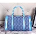 Luxury Gucci 247205 Vintage Web Denim Canvas Boston Bags Blue VS08521