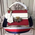 Luxury Gucci Queen Margaret Leather Top Handle Bag Red and White 476541 VS08297