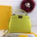 Luxury Imitation Fendi Mini Peekaboo Bag in Yellow Nappa Leather FD07122 VS03012