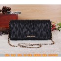 Luxury miu miu Matelasse Leather Flap Shoulder Bag BL089 Black VS00916