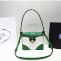 Luxury Prada Original Leather Flap Bag BN2776 White&Green VS09494