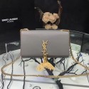 Luxury Saint Laurent Medium Kate Monogram Tassel Smooth Leather Shoulder Bag Grey Y121270 VS06444
