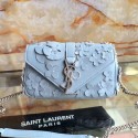 Medium Monogram Saint Laurent Flower Chain Wallet in Blue Sheepskin Y221270 VS02410