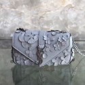 Medium Monogram Saint Laurent Flower Chain Wallet in Grey Sheepskin Y221270 VS07932