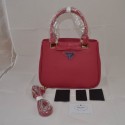 Mingdu Prada Saffiano Calf Leather Bow Tote Bag BN2245 in Rose Red VS04443