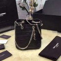 Mini Festival Bucket Bag In Black Crocodile Embossed Leather 392839 VS08061