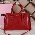 miu miu Bright Leather Tote Bag 88111 Red VS03389
