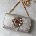 Miu Miu Crystal Goat Leather Shoulder Bag Silver 5BH017 VS05988