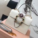 Miu Miu Crystal Goat Leather Top Handle Bag White 5BH1108 VS06475