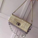 Miu Miu Crystal Nappa Leather Shoulder Bag Gold & Silver 5BD233 VS05642