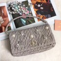 Miu Miu Crystal Nappa Leather Top Handle Bag Grey 5BD417 VS04959