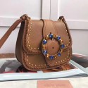 Miu Miu Goat Leather Shoulder Bag Brown 5BD034 VS07036