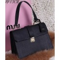 miu miu Madras Goat Leather Top Handle Bag RN6795 Black VS06921