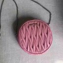 Miu Miu Matelasse Nappa Leather Round Little Bag Dark Pink 5BH031 VS02255