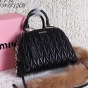 miu miu Matelasse Nappa Leather Top-handle Bag M1020 Black VS07338