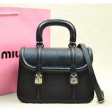 miu miu Original Leather Tote Bag RN1068 Black VS01415