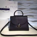 Prada Arcade Calf Leather Tote Bag Black 1BD060 VS03566