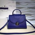 Prada Arcade Calf Leather Tote Bag Blue 1BD060 VS03151