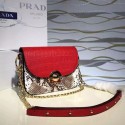 Prada Arcade python leather shoulder bag with Red Flap 1BD030 VS09176