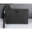 PRADA Calfskin Leather Clutch P1008 Brown VS03118