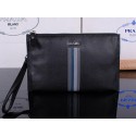 Prada Calfskin Leather Clutch P12133 Black VS06425