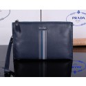 Prada Calfskin Leather Clutch P12133 Royal VS09853