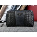 Prada Calfskin Leather Clutch P50792 Black VS04795