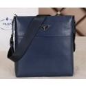 Prada Calfskin Leather Messenger Bag P250013 Blue VS07296
