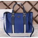 Prada Canvas & Leather Briefcase VA0852 Blue VS06823