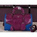 Prada Croco Leather Boston Bag BN8096 Purple VS02191