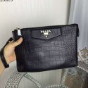 Prada Croco Leather Clutch PD991 Black VS03152