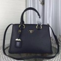 Prada Double Tote Bag Litchi Leather 1BG007 Black VS02043