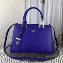 Prada Double Tote Bag Litchi Leather 1BG007 Blue VS06640