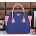 Prada Grainy Leather Tote Bags BN2753 Blue VS00172