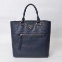 Prada Large Tote BN2754 in Sapphire Blue Clemence Leather with Gold Hardware XZ VS00015