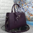 Prada Litchi Leather Double Tote Bag Dark Purple BN2970 VS00503