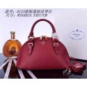 PRADA Litchi Leather Top Handle Bag BN0123 Burgundy VS03227