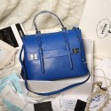 Prada Lux Double Satchel Bag 348905 in Blue Original Calfskin Leather LSS VS01368