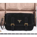 Prada Nubuck Leather Messenger Bag BN0861 Black VS08174