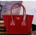 Prada Nubuck Leather Tote Bag BN2625 Red VS01879