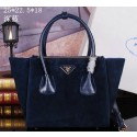 Prada Nubuck Leather Tote Bag BN2625 Royal VS02039