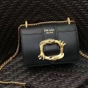 Prada Original Calf Leather Cahier Bag Black 1BD066 VS08288