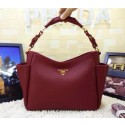 Prada Original Calfskin Leather Tote BN2438 in Purplish Red Fug VS06902