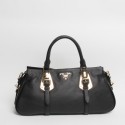 Prada Original Clemence Leather Top Handle Bag BN1903 in Black XZ VS08971