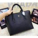 Prada Original Clemence Leather Tote BN0890 in Black Fug VS04038