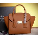 Prada Original Grainy Leather Tote Bags BN2345 Wheat VS00838