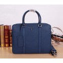 Prada Original Leather Briefcase P8686 Blue VS02291