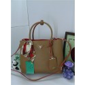 Prada Original Twin Saffiano Leather Cuir Tote BN2758 in Brown with Gold Hardware JJ VS06195